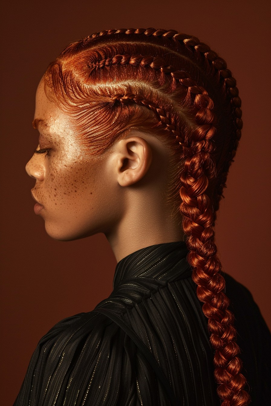 Creative Copper Sleek Back Braids