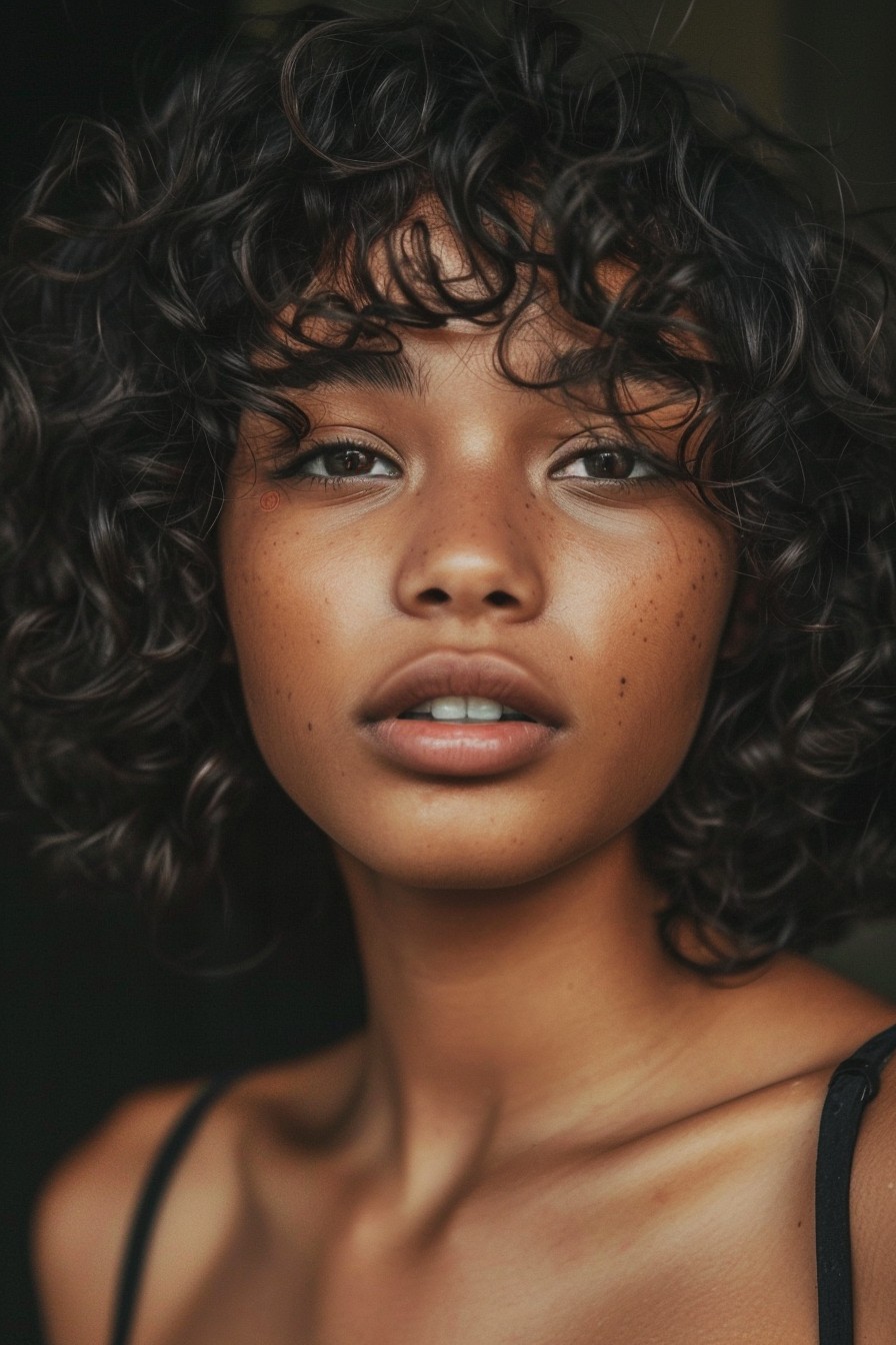 Curly Ear-Length Bob with Defined Ringlets