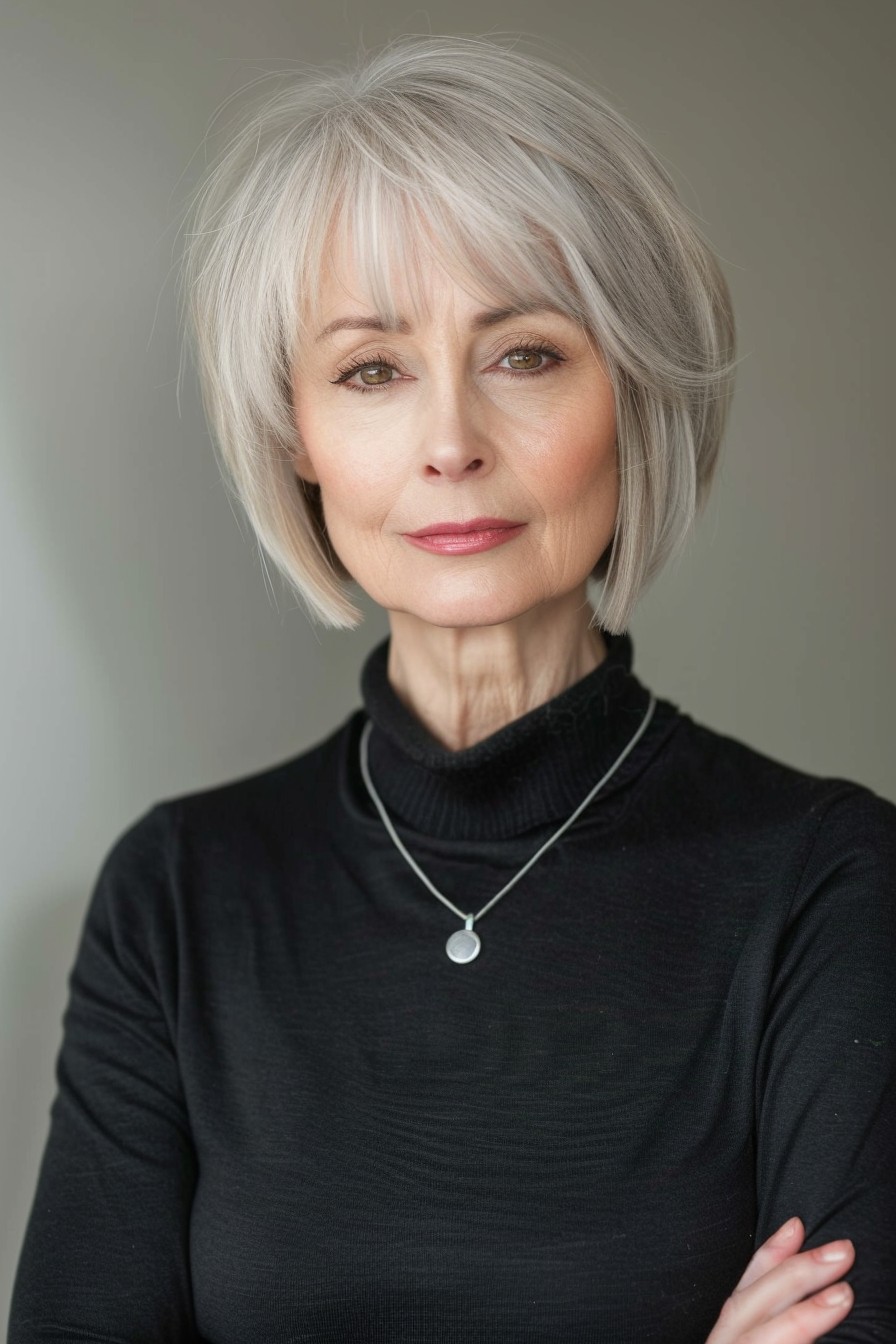 Inverted Short Bob with Wispy Bangs