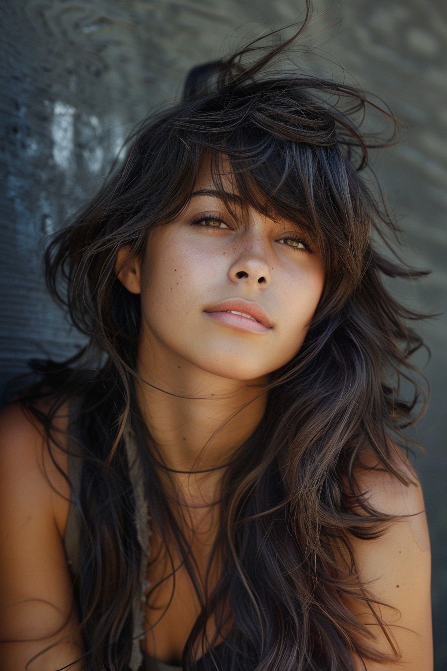 Sun-Kissed Brunette Shaggy Mullet