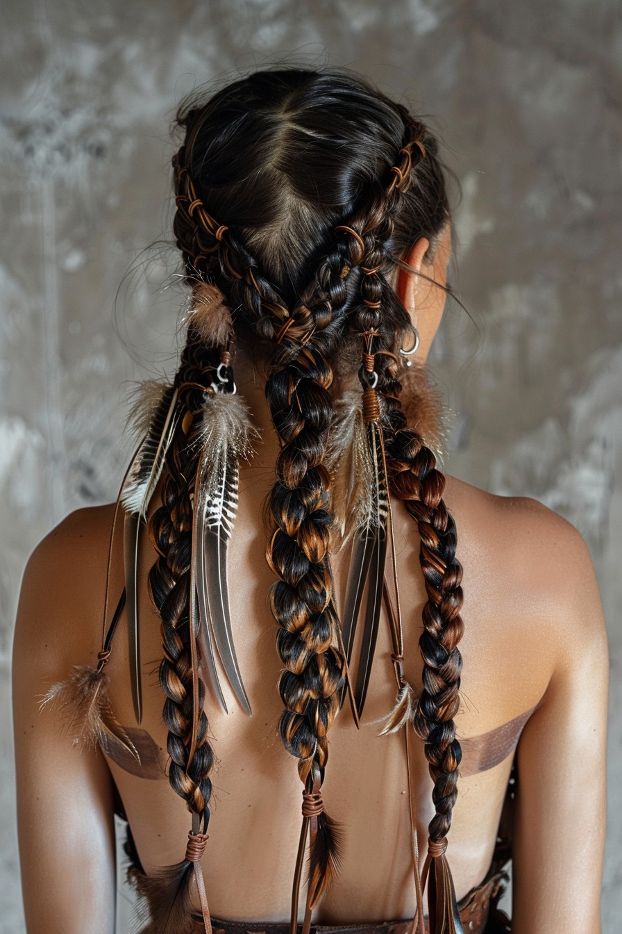 Hippie Deluxe Braids with Feathers and Leather