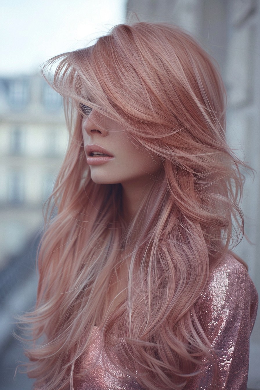 Dynamic Long Layers in Rose Gold