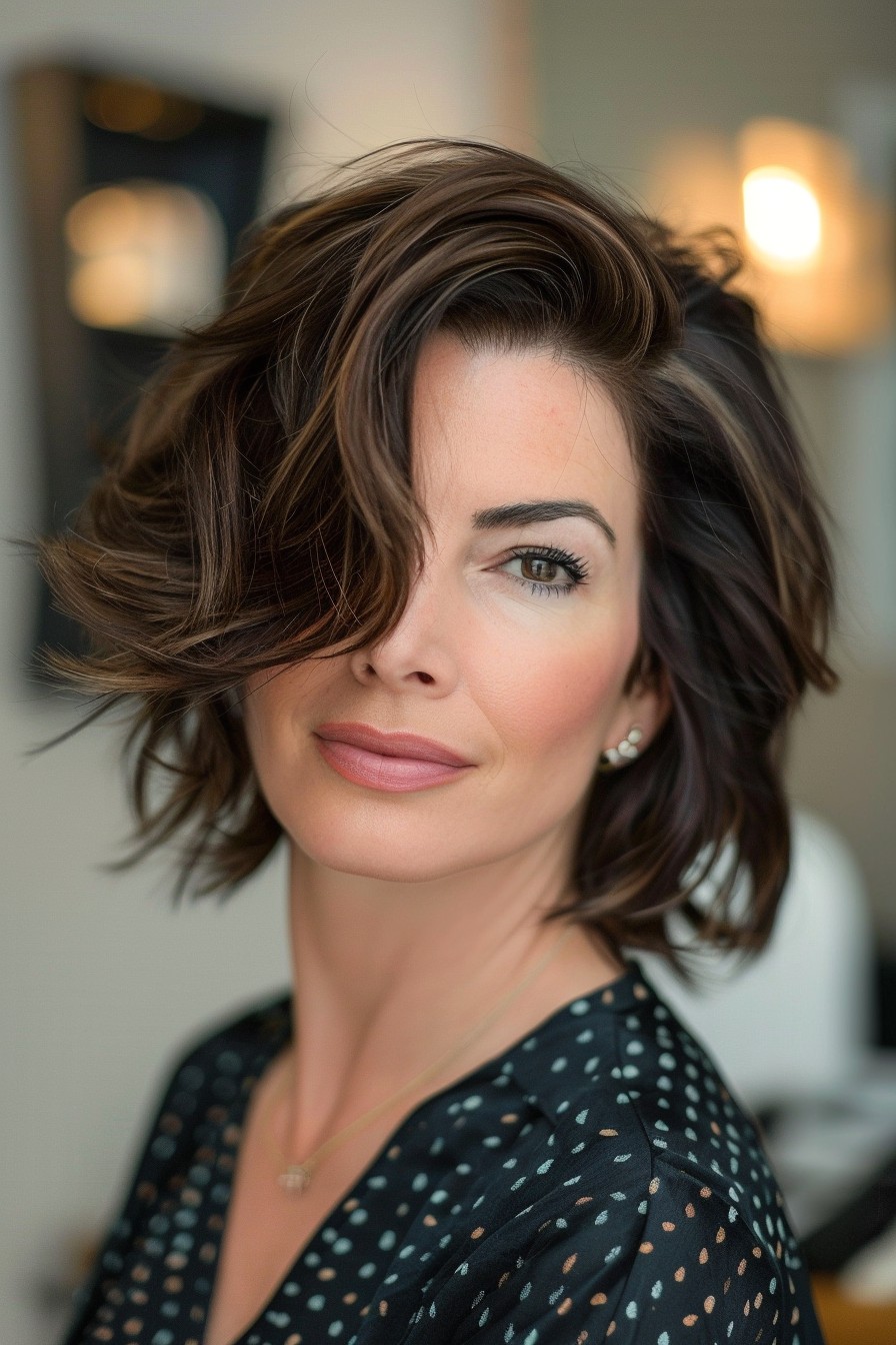 Layered Bob with a Voluminous Blowout