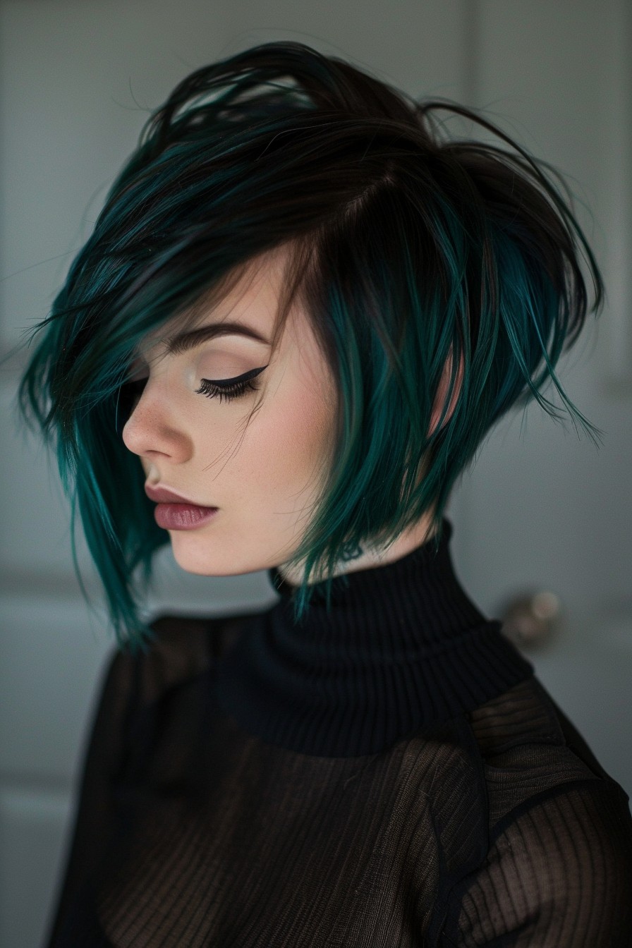 Asymmetrical Pixie Bob in Teal and Black