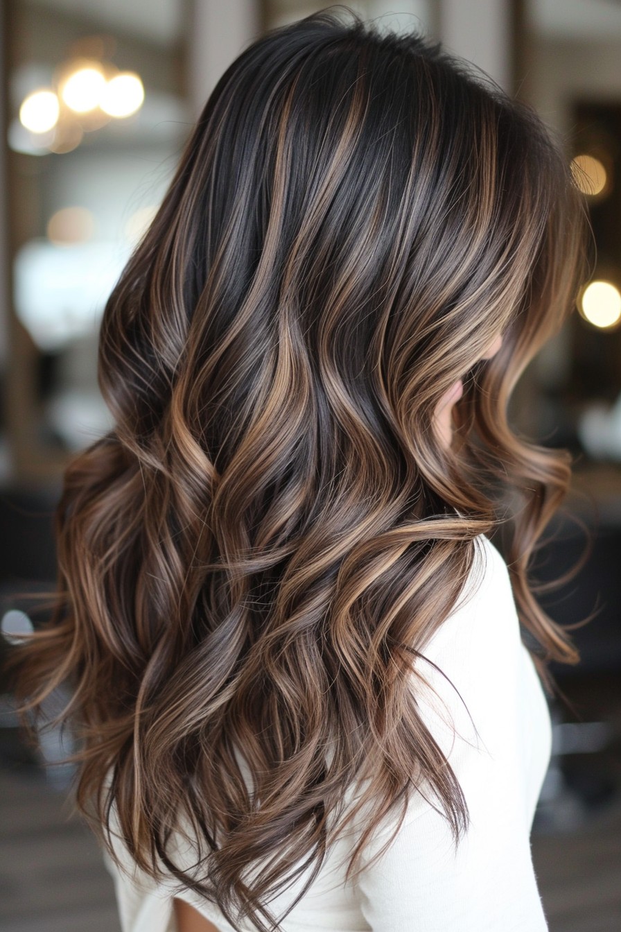 Caramel Streaks California Brunette Hair