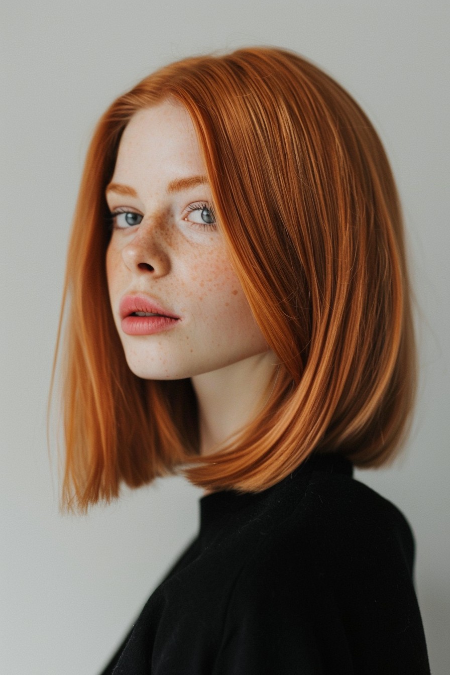 Sleek Chic Strawberry Blonde Bob