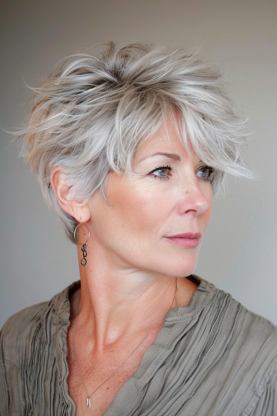 Tapered Short Haircut with Voluminous Styling for Women Over 40