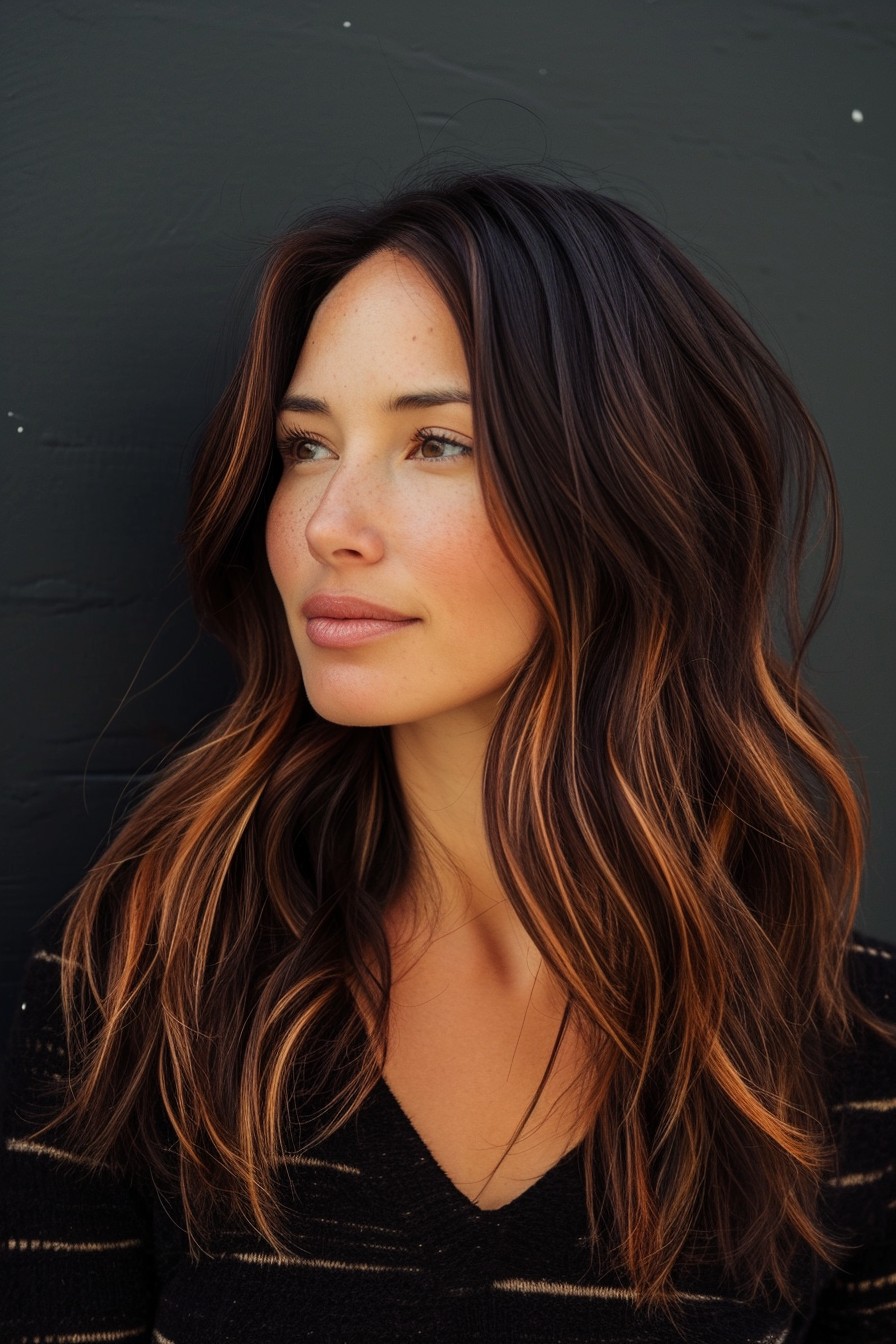 California Brunette with Subtle Copper Streaks