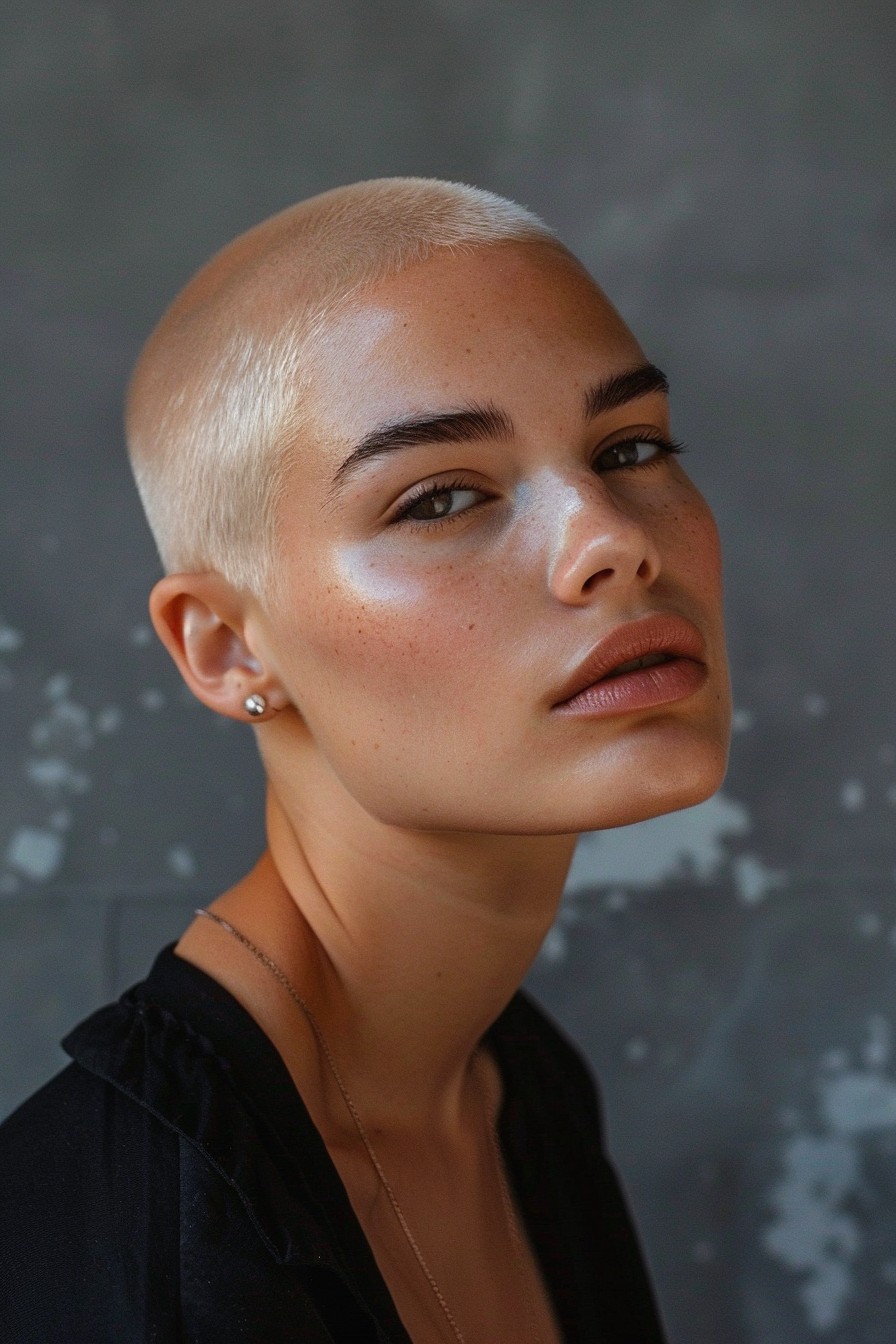 Minimal Styling Bold Honey Blonde Buzz Cut