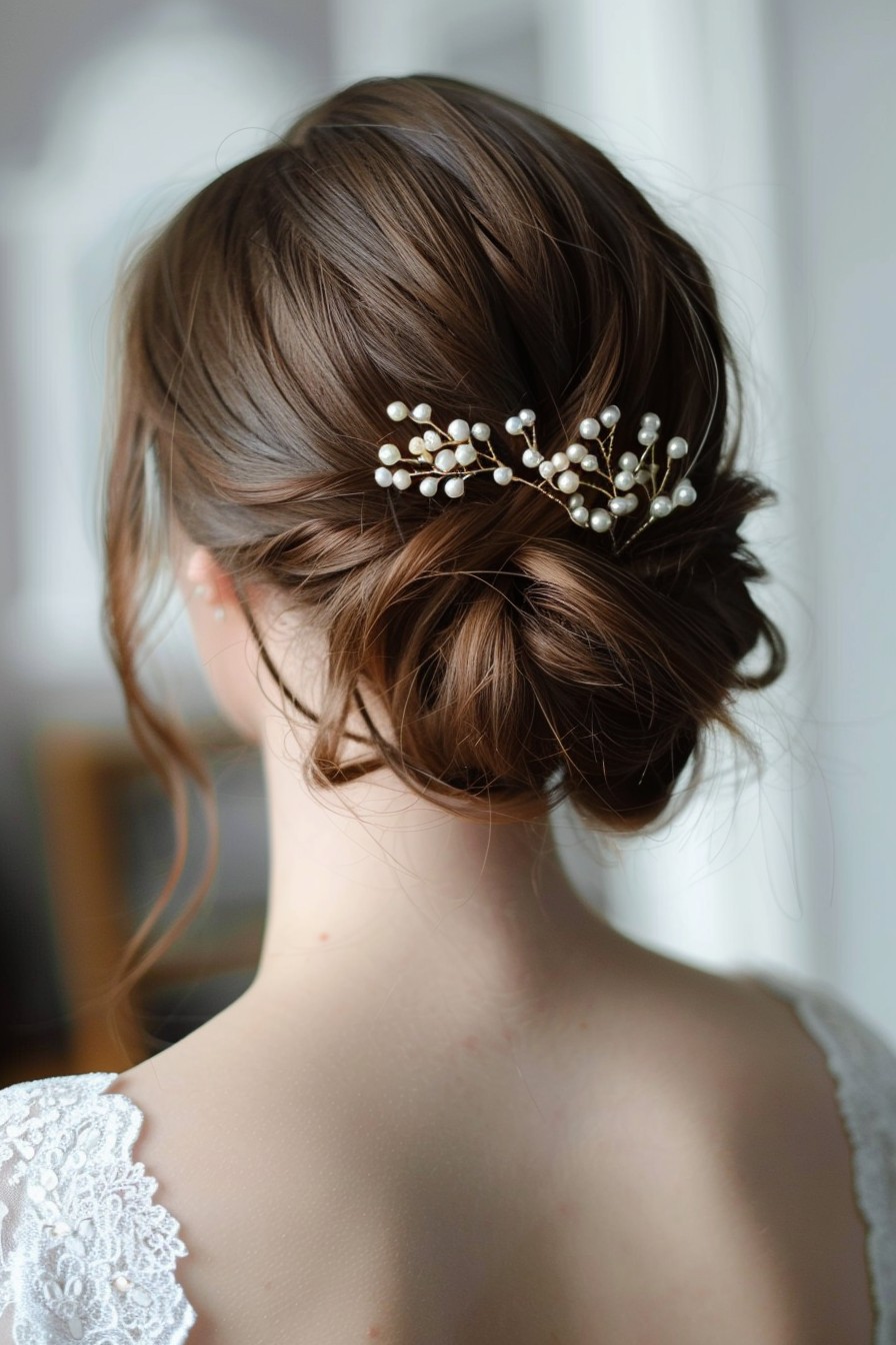 Sophisticated Chignon with Pearls