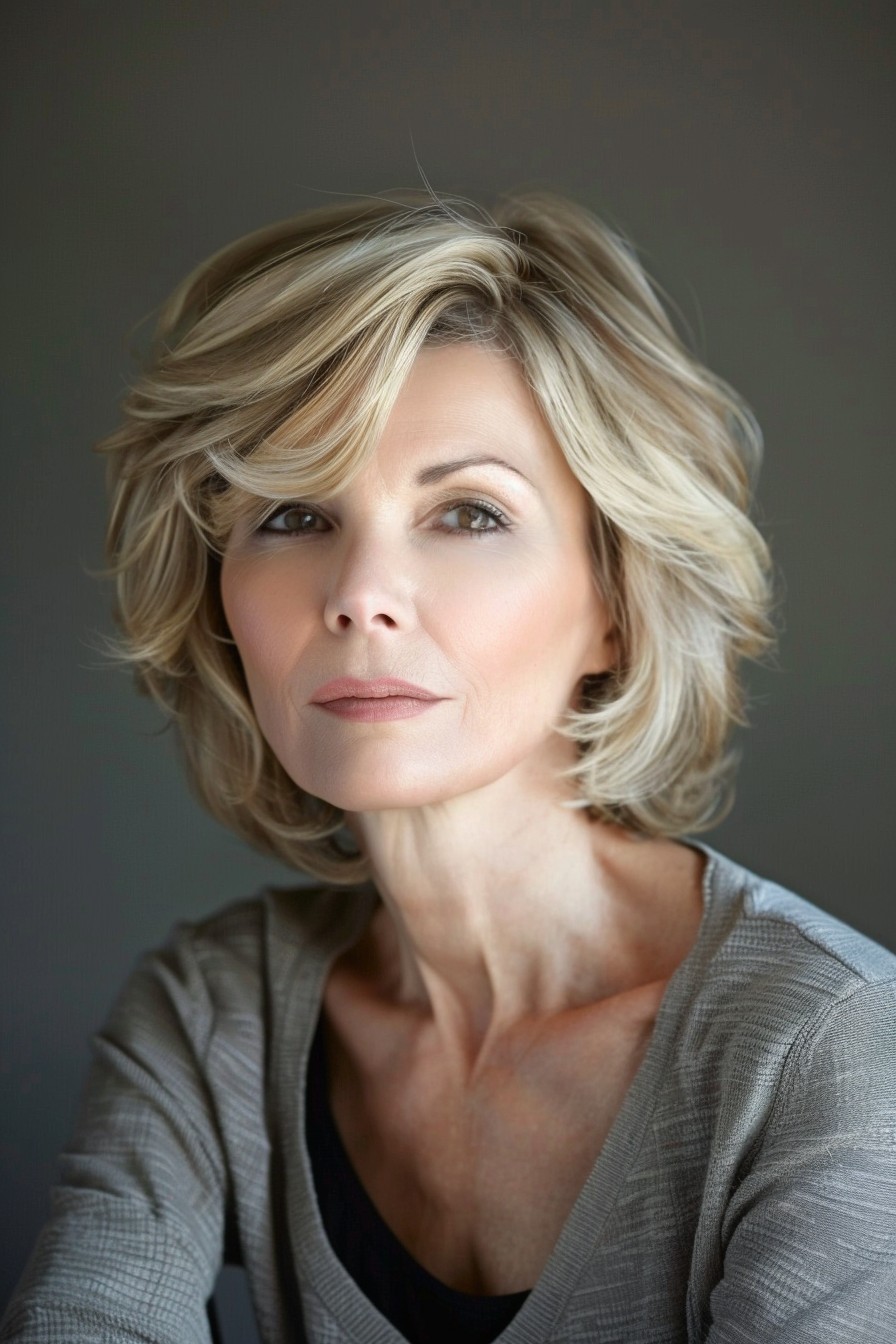 Short Bob with Flipped Ends for Women Over 40