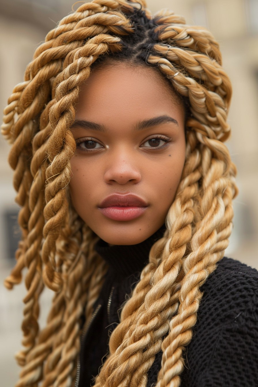 Fashionable Honey Blonde Chunky Twists