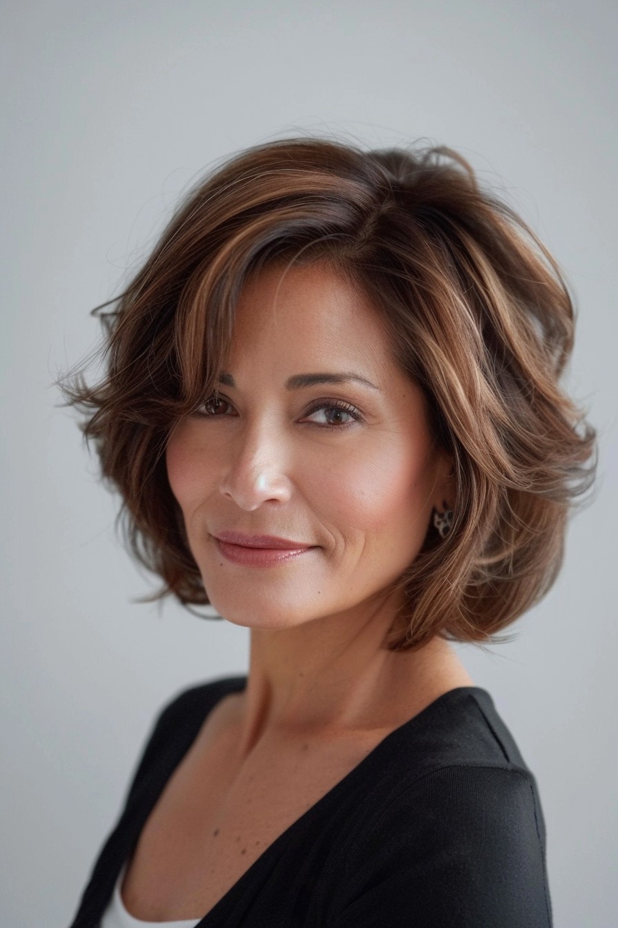 Short, Layered Bob with Soft Highlights