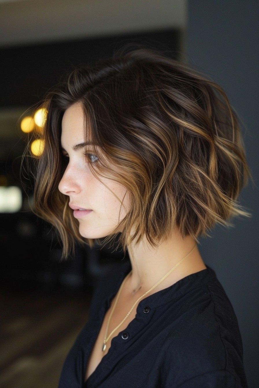 Short and Tousled California Brunette Bob