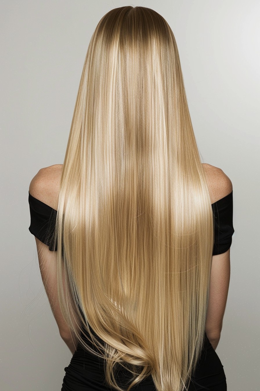 Long Straight Hair with a California Blonde Gloss Finish