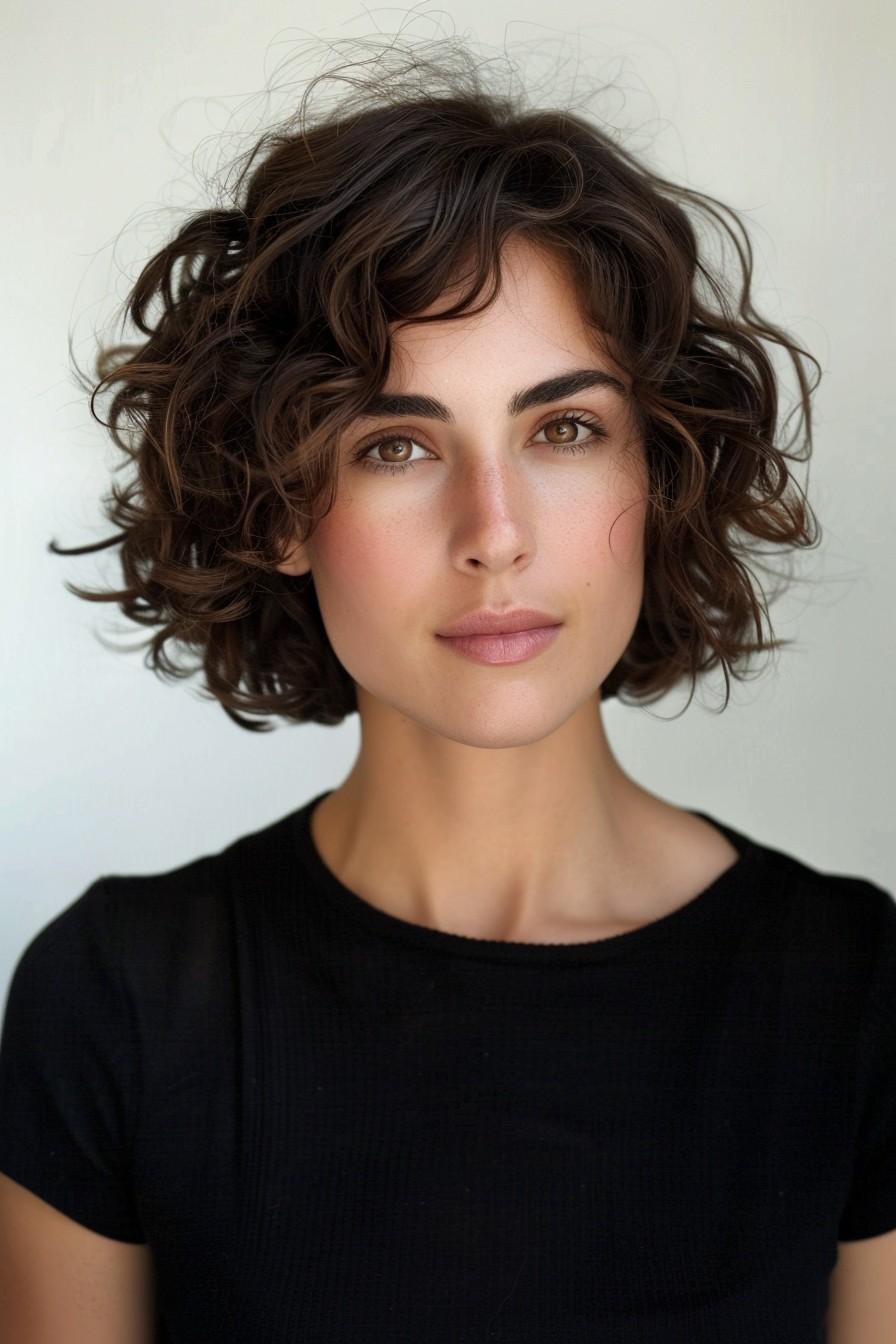 Curly Wavy Bob with Tight Curls