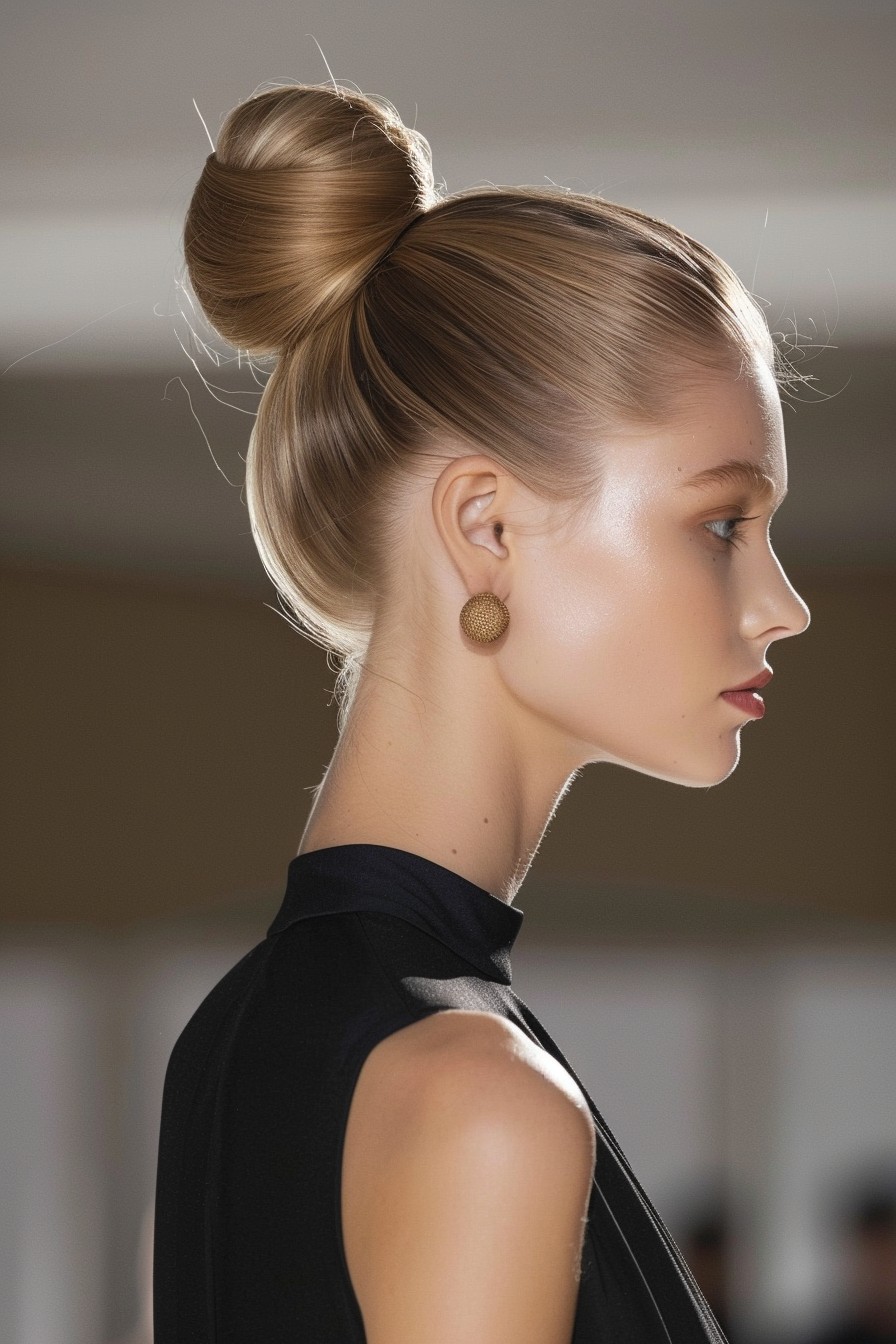 Statuesque High Honey Blonde Top Knot