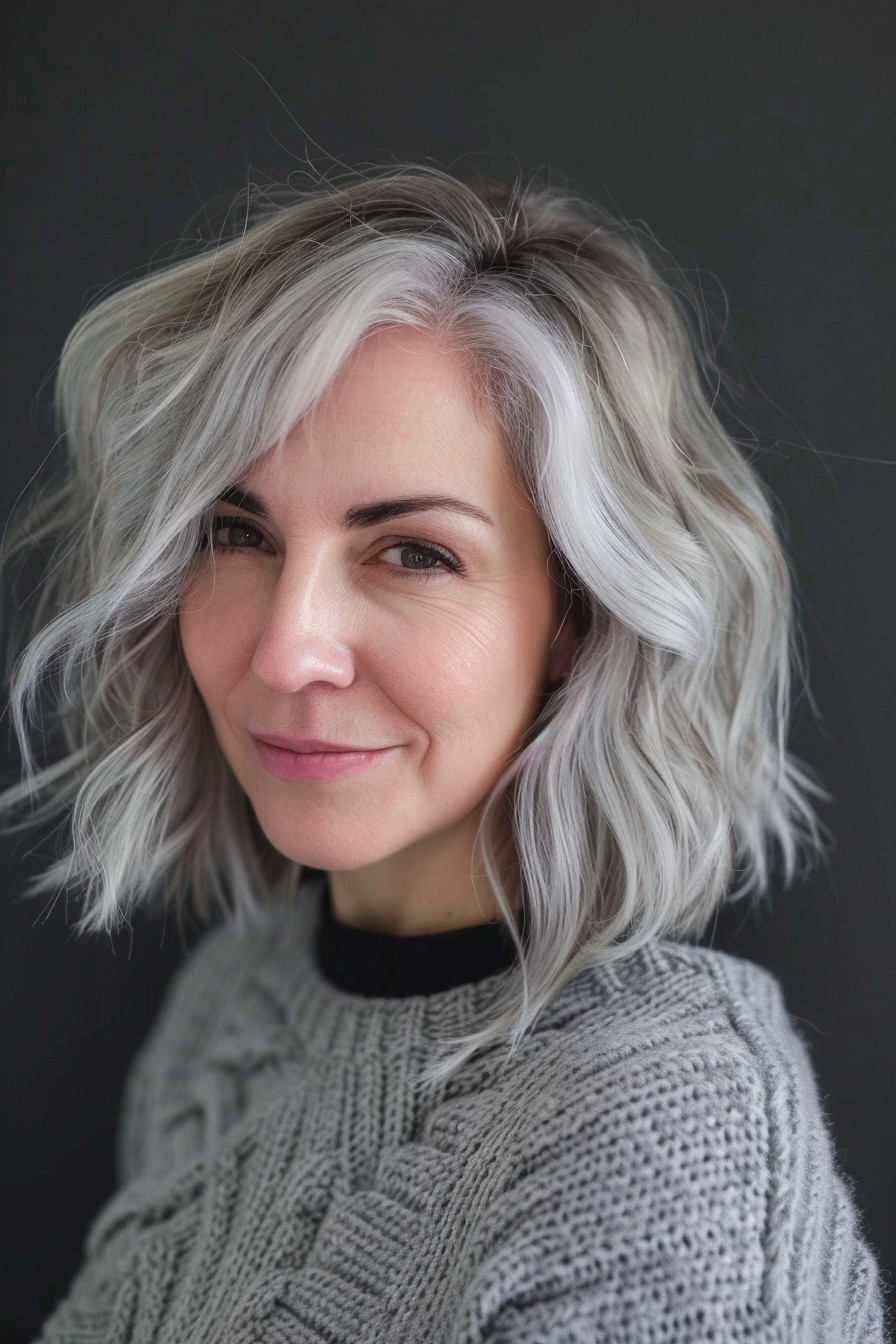 Natural Gray Wavy Bob