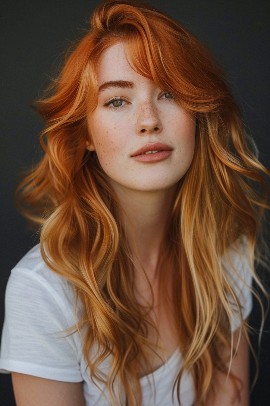 Flowing Strawberry Blonde Layers