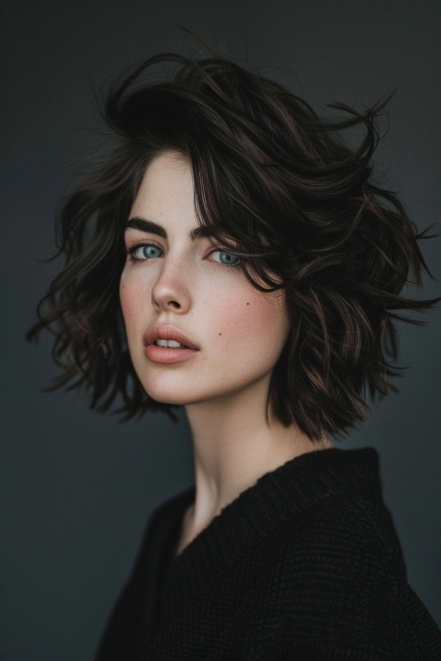 Asymmetrical Wavy Bob Cut