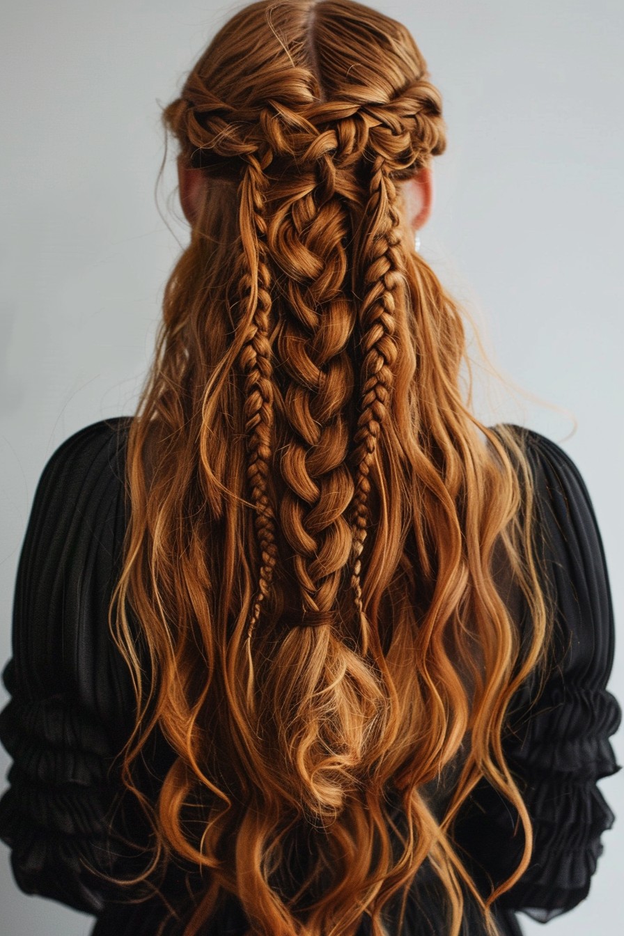 Elegant Cascading Waterfall Braids