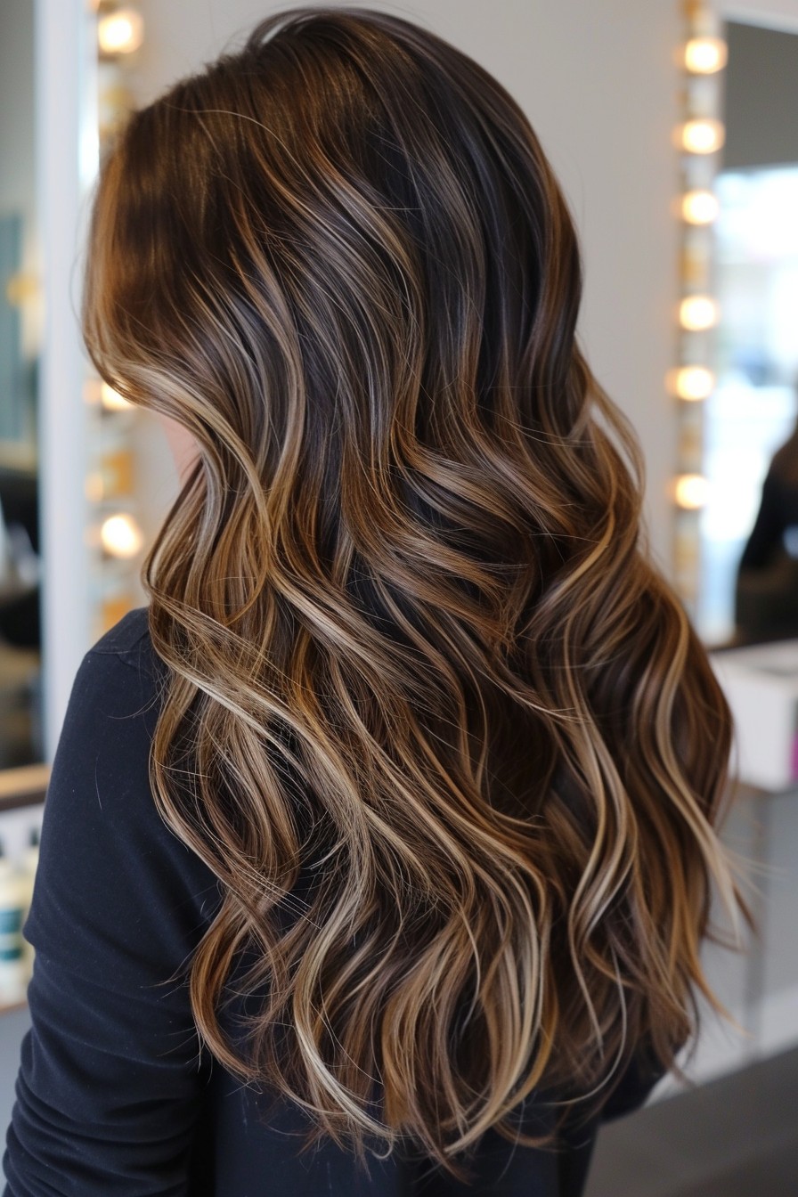 California Brunette Hair With Long with Beachy Waves