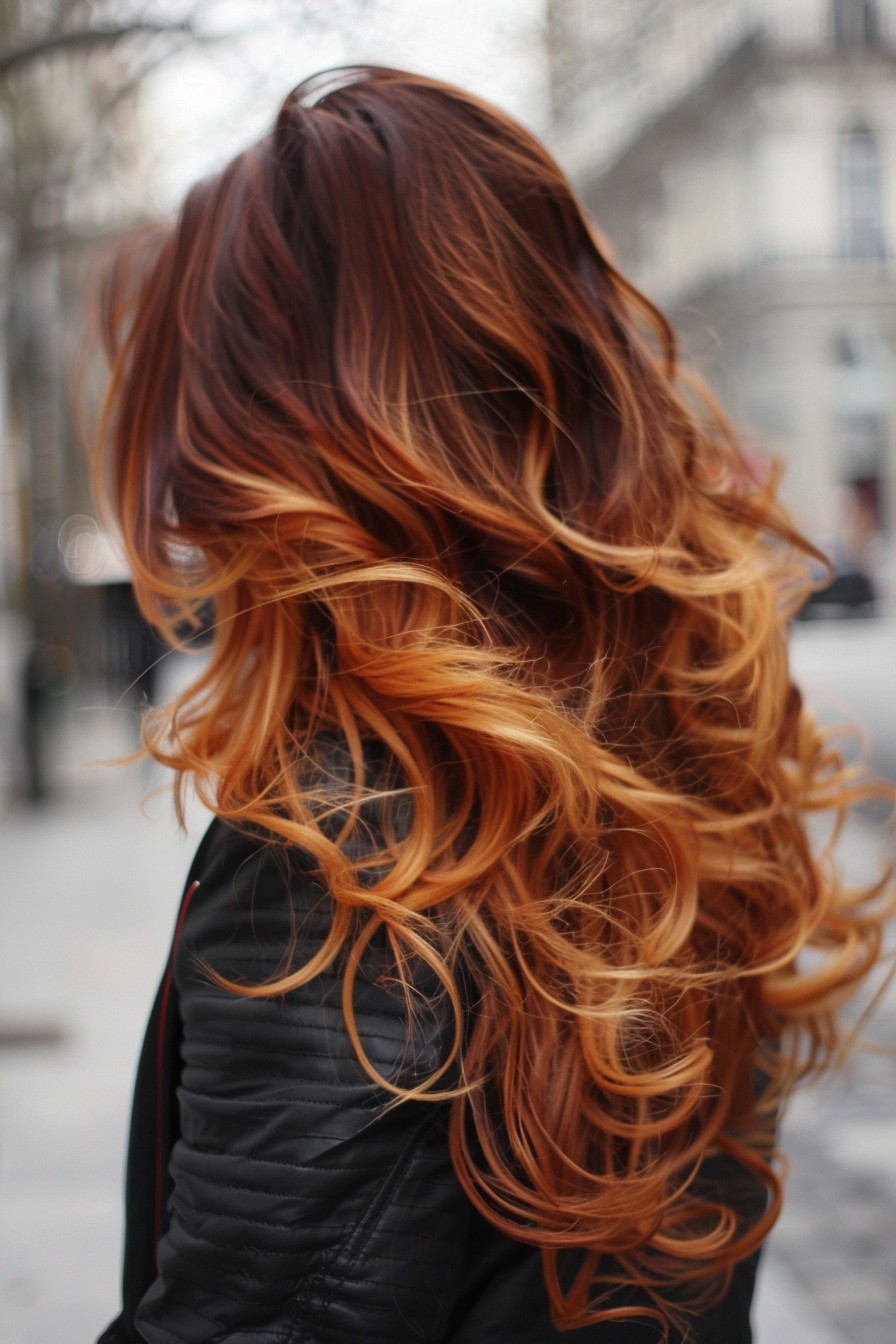 Sun-Kissed Copper Balayage Curls