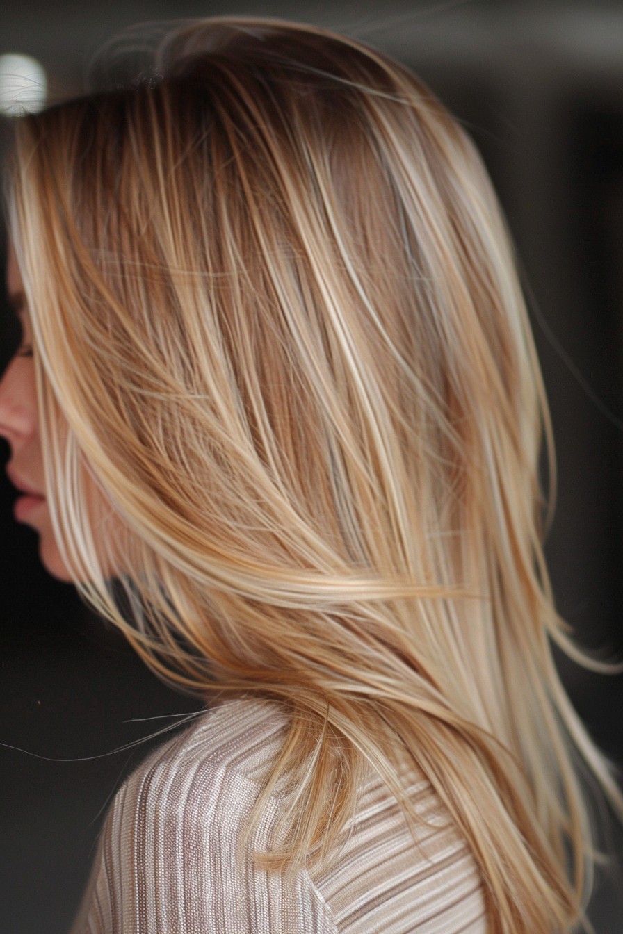 Shimmering Honey Blonde with Platinum Streaks