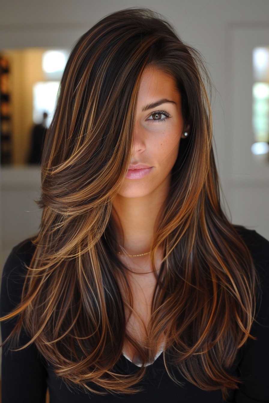 Extra-Long California Brunette with Honey Gold Highlights