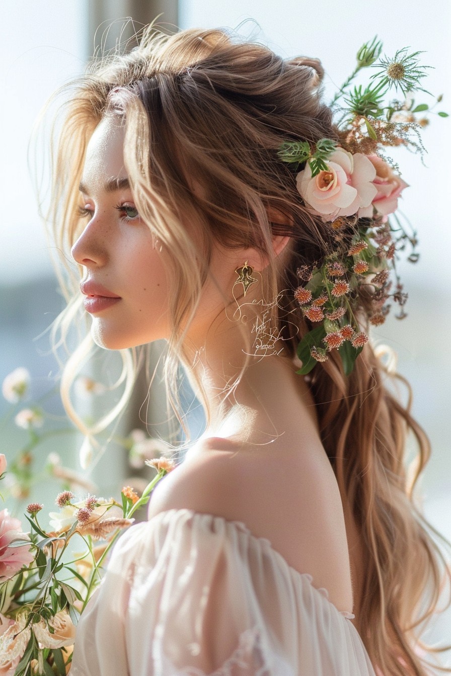 Bohemian Waves with Floral Accents