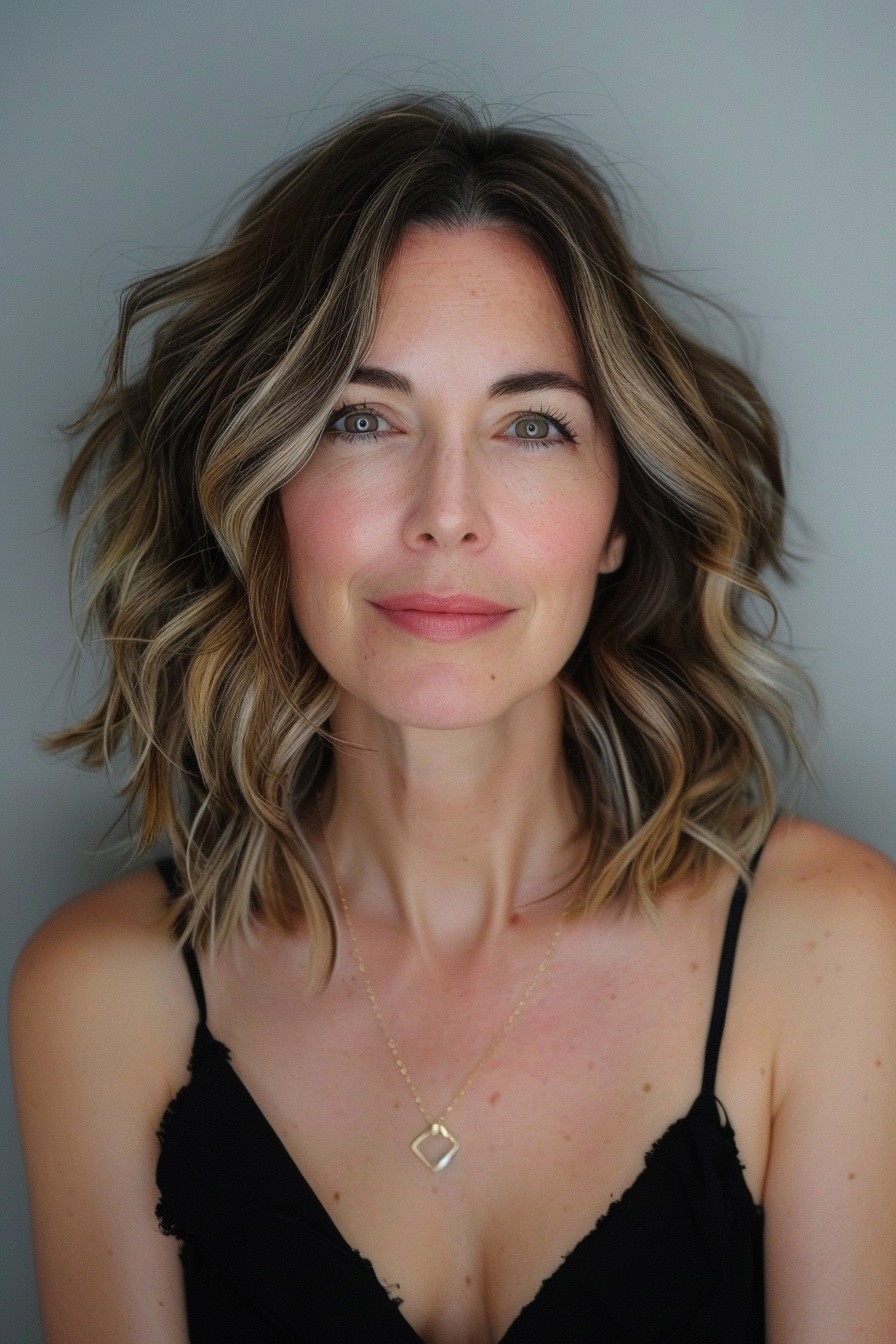 Wavy Lob with Subtle Highlights