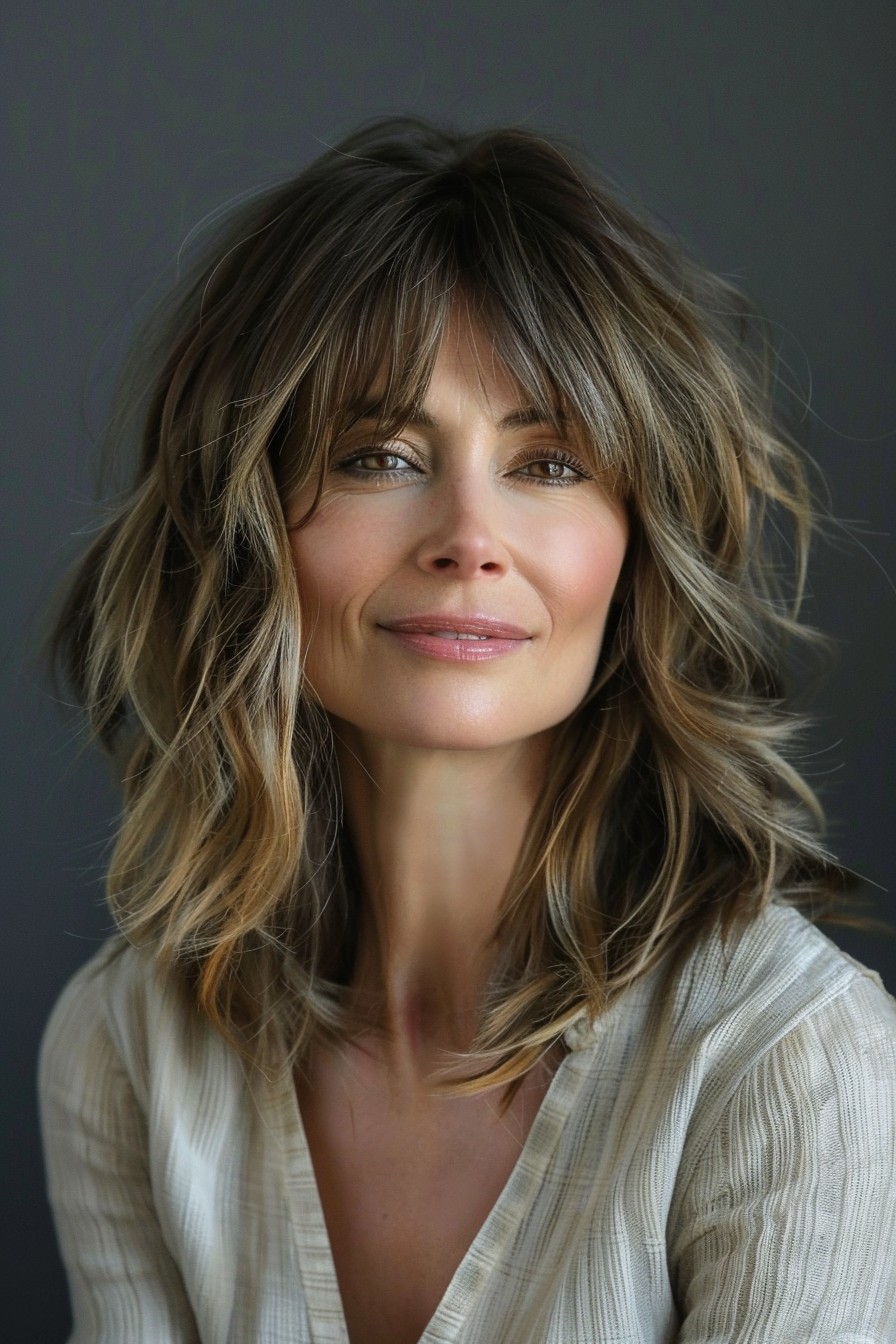 Medium-Length Haircut with Curtain Bangs