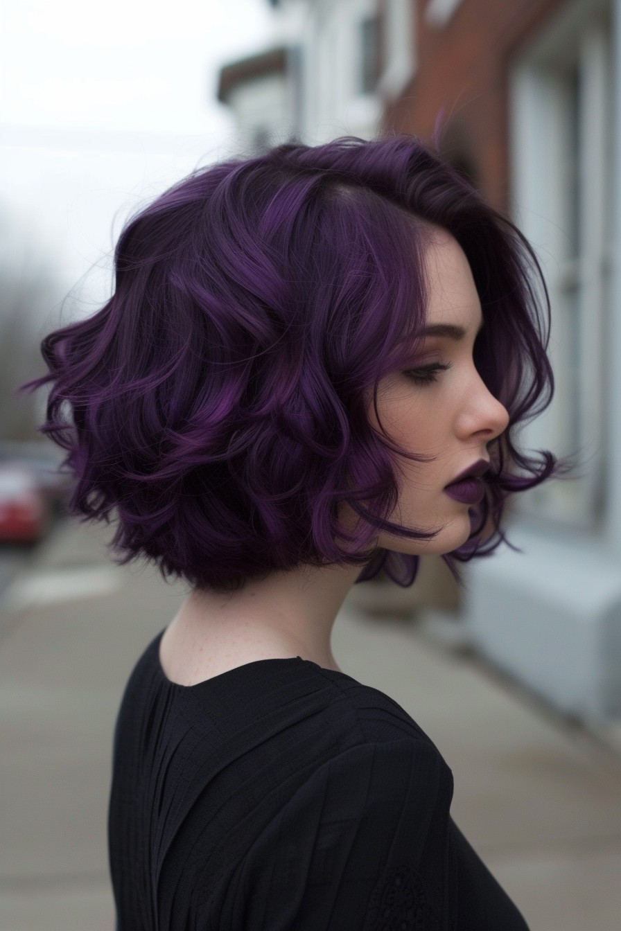 Short, Textured Waves in Intense Midnight Purple