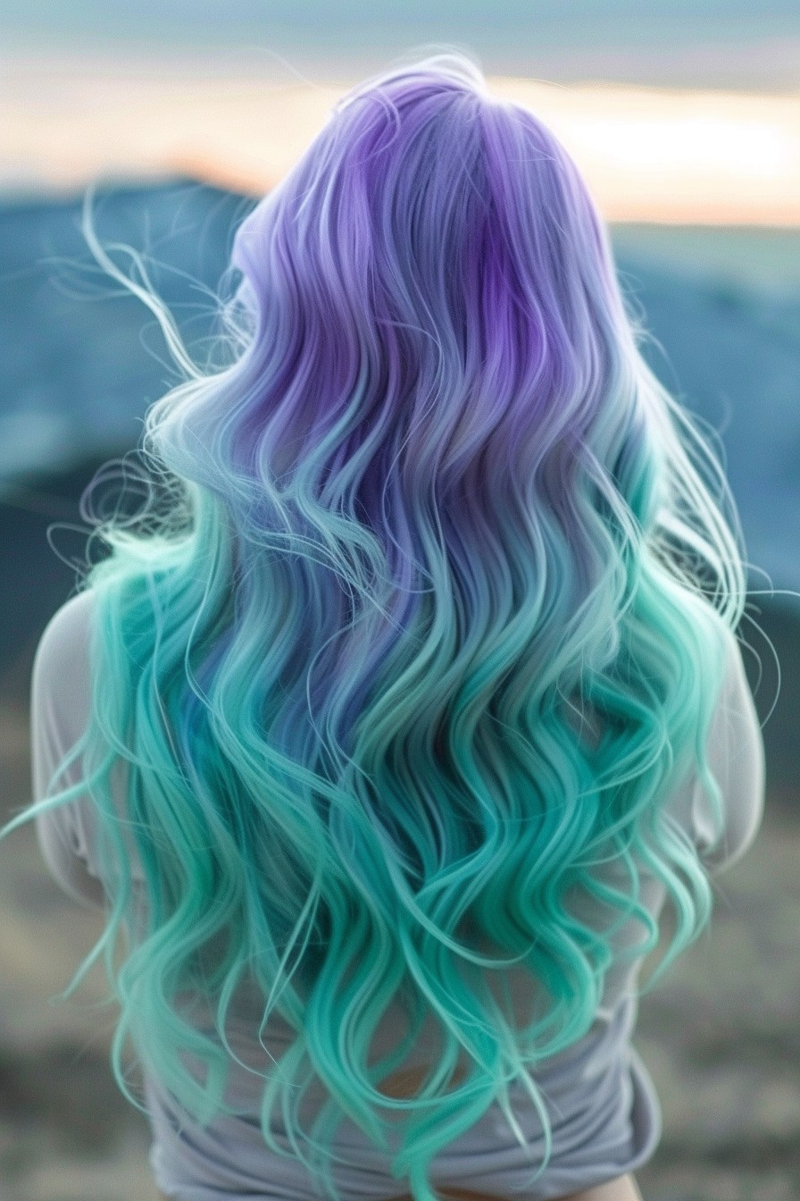 Lavender Hair with Teal Roots