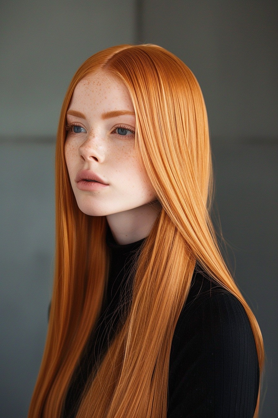 Sleek Vibrant Strawberry Blonde