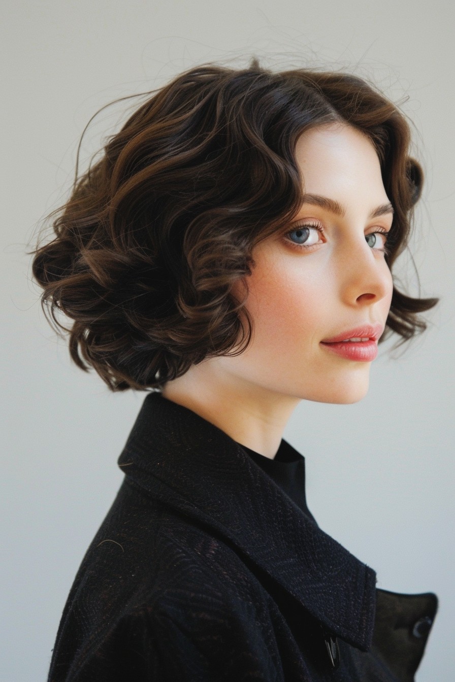 Ear-Length Bob with Inward Curls at the Ends