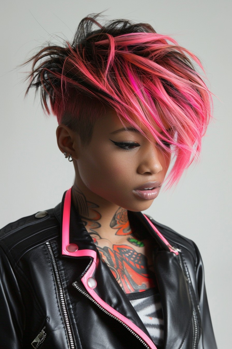 Punk-Inspired Pixie Bob with Neon Streaks