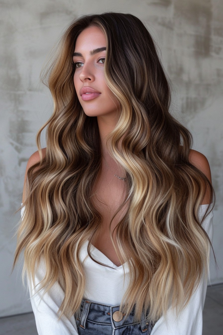 Seamless Blonde Ombre in Mermaid Waves