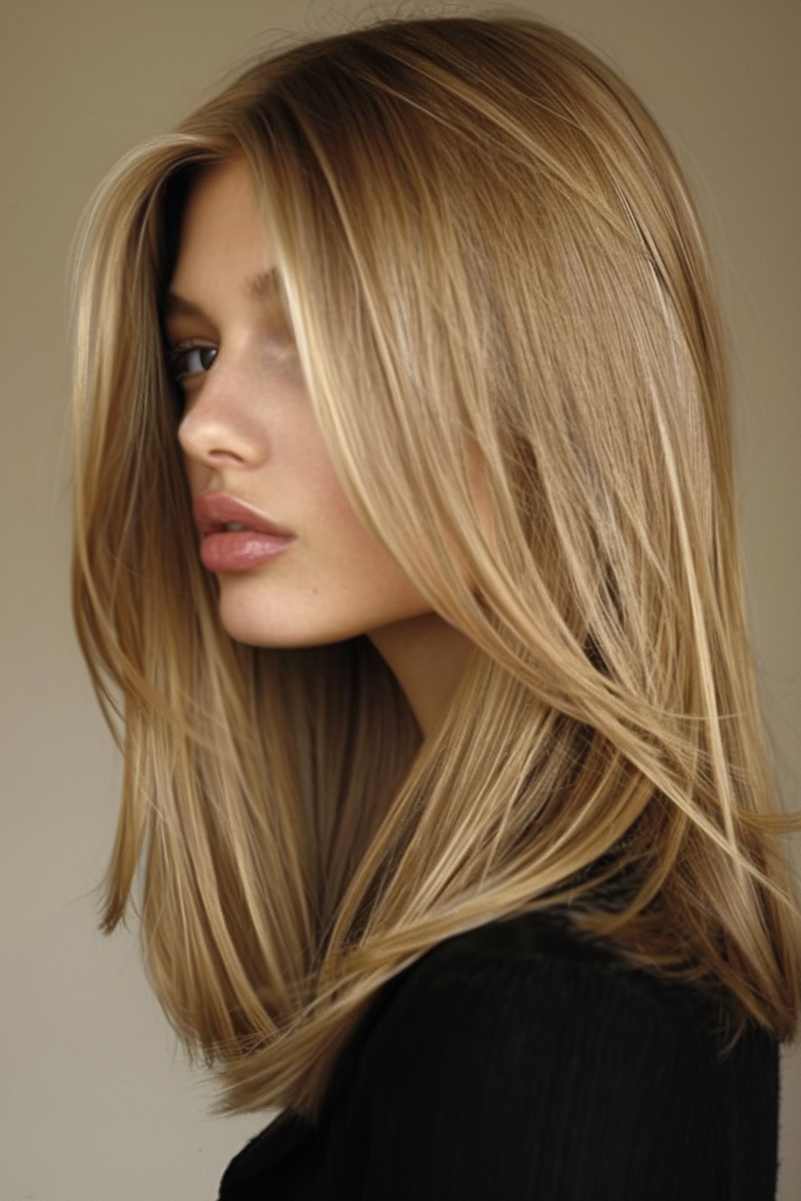 Sleek Pin-Straight Honey Blonde