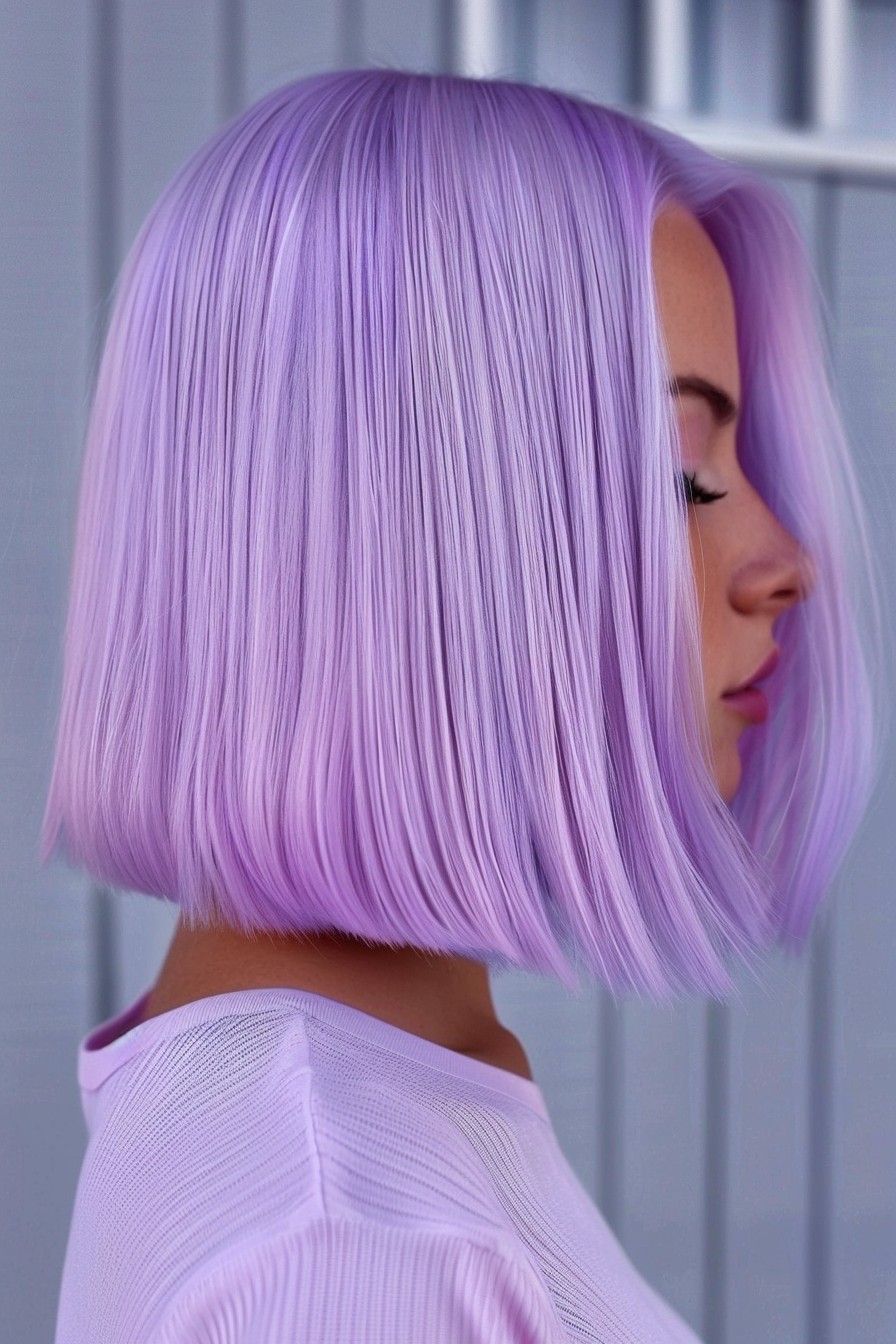 Sharp Bright Lavender Blunt Bob