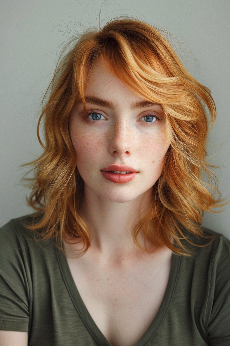 Modern Strawberry Blonde Shag