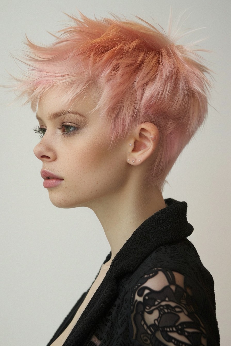 Vivid Rose Gold Pixie Cut