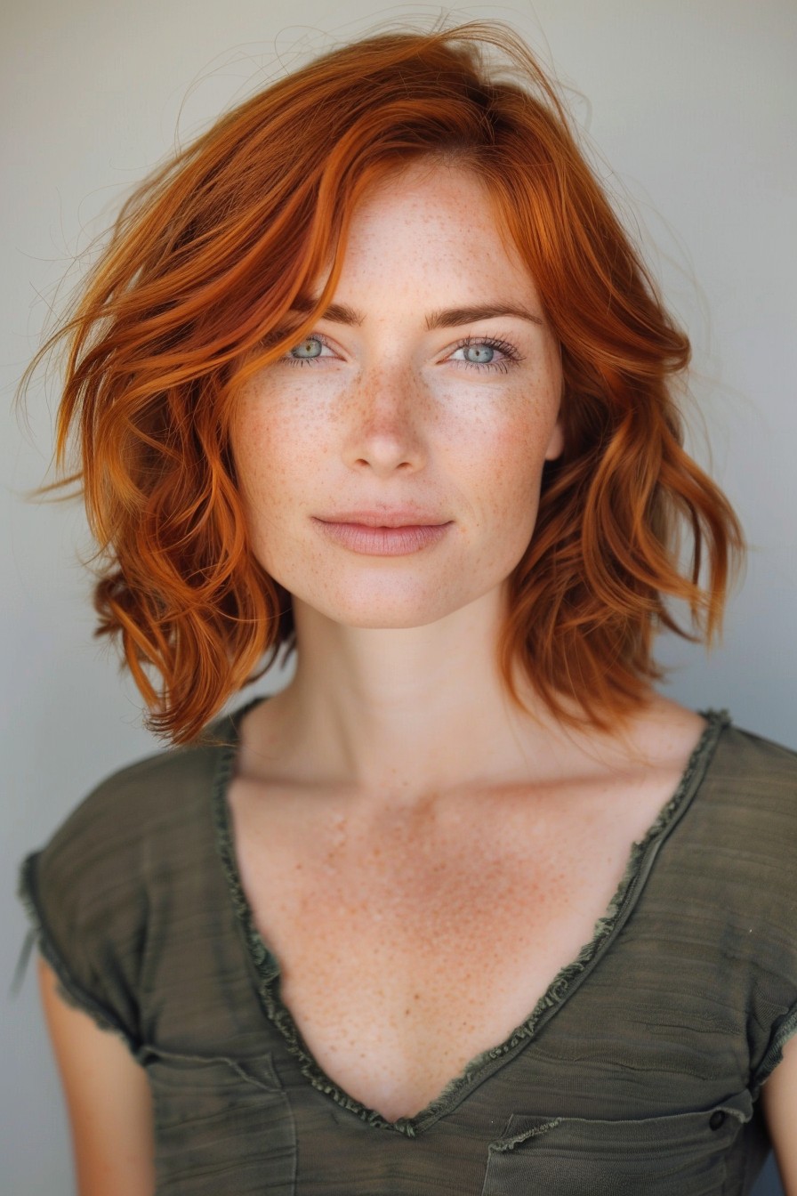 Trendy Copper Shag with Volume