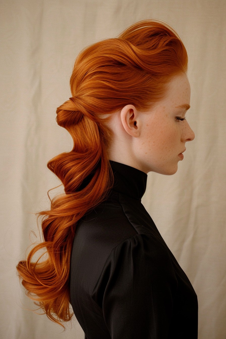 Sleek High Copper Ponytail