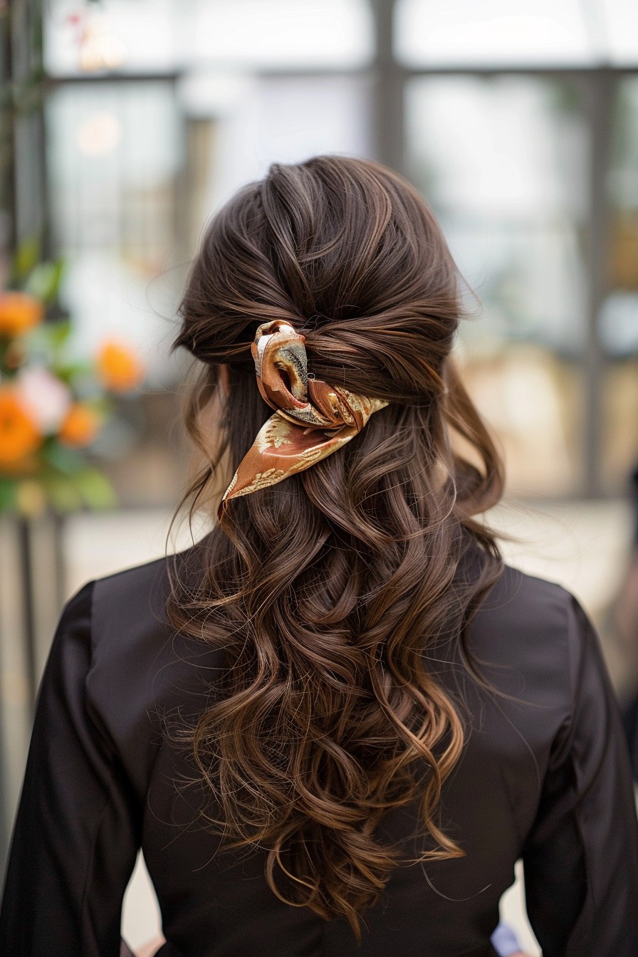 Bouncy Curls with Silk Scarf