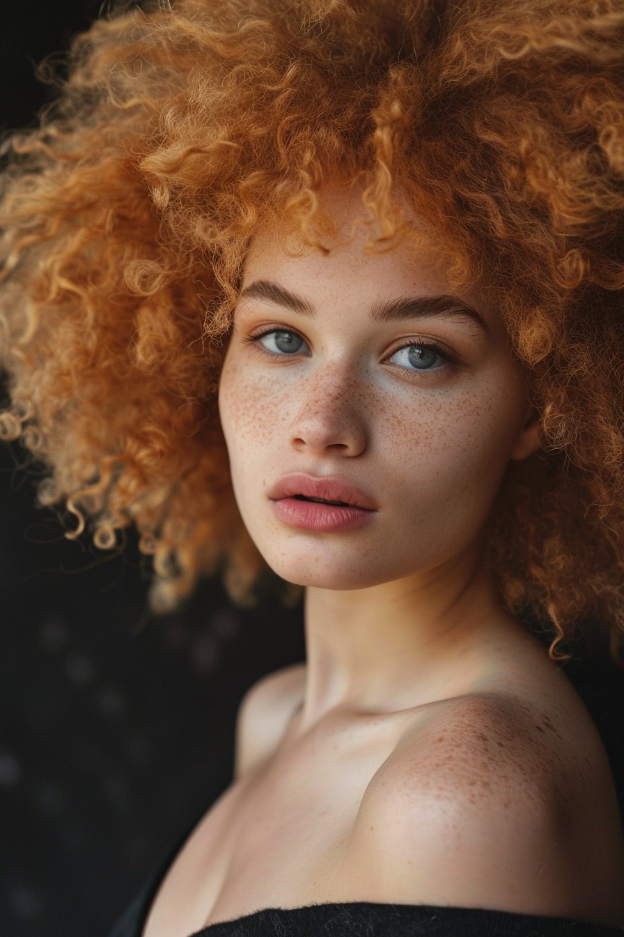 Vibrant Curly Strawberry Blonde Afro