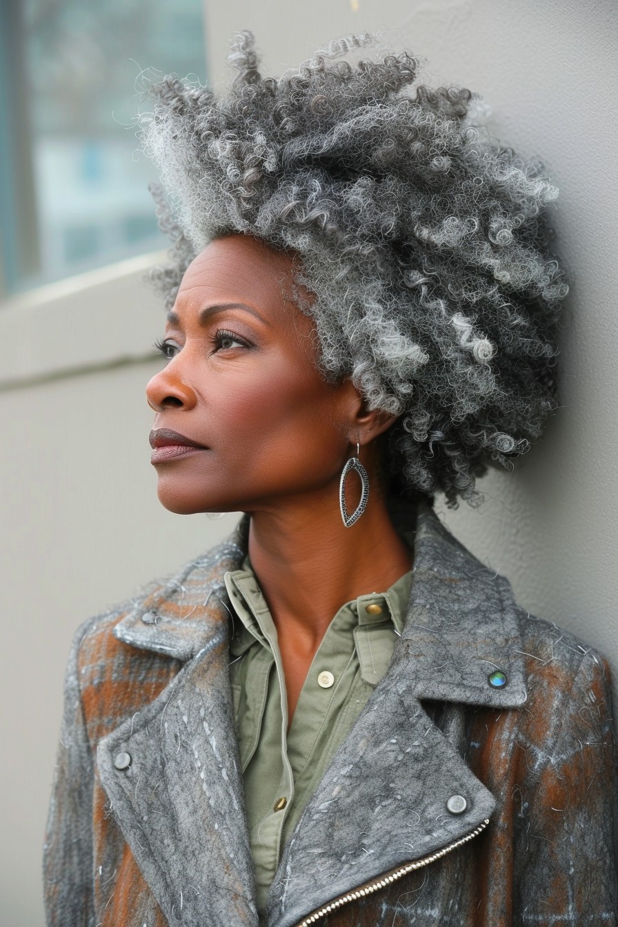 Tapered Afro with Silver Accents