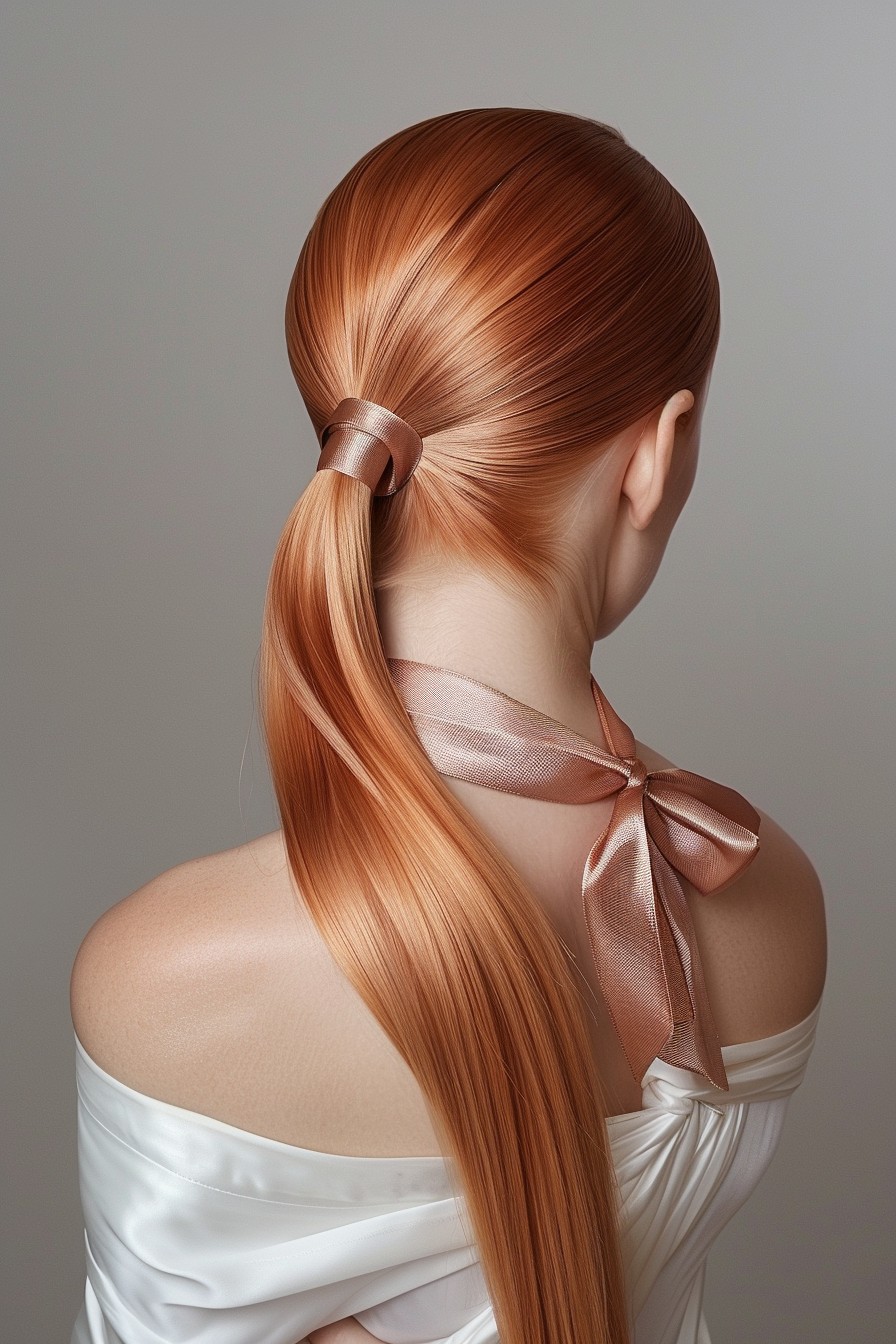 Polished Rose Gold Sleek Ponytail