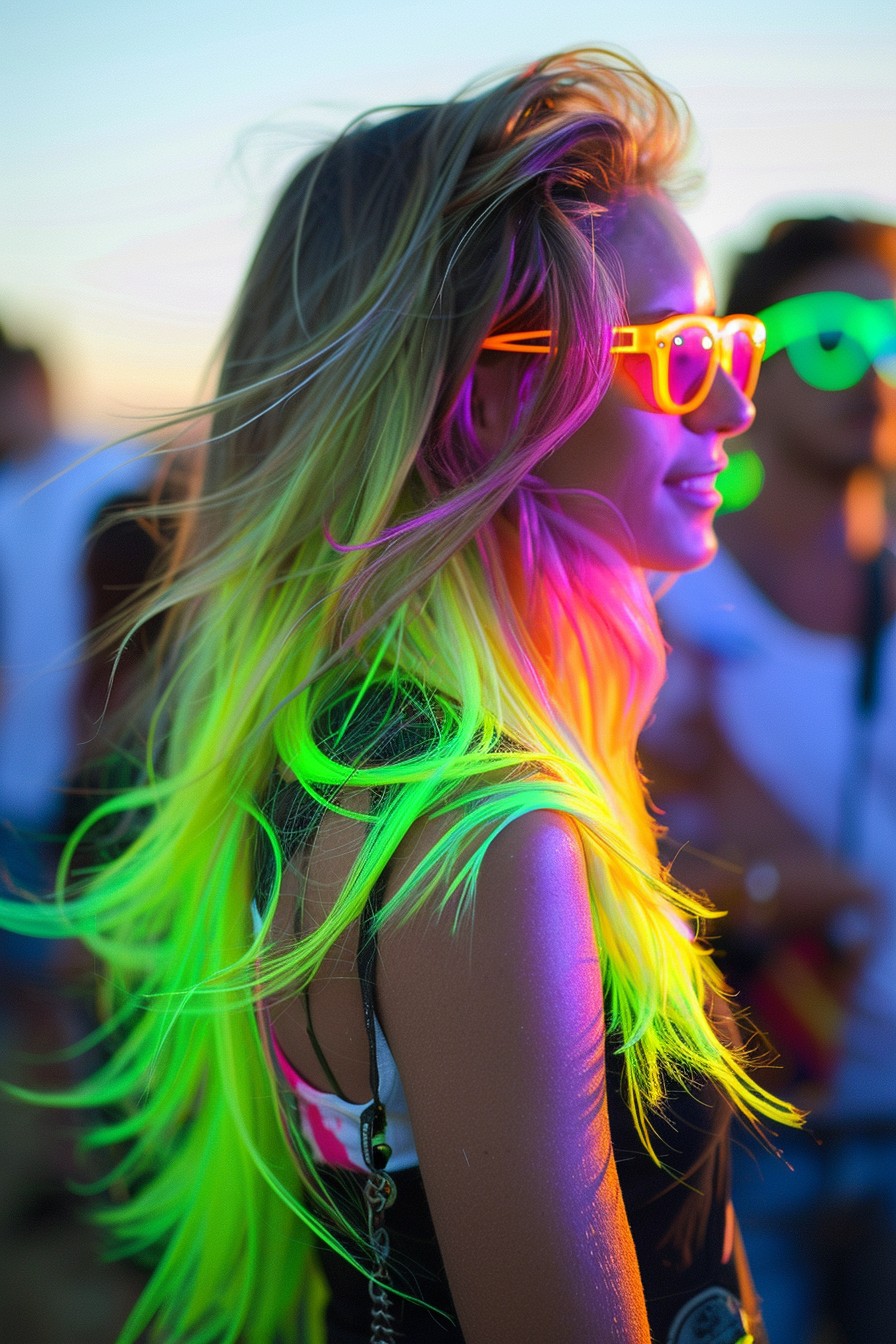 Neon Edge Hair with Glow-in-the-Dark Tips