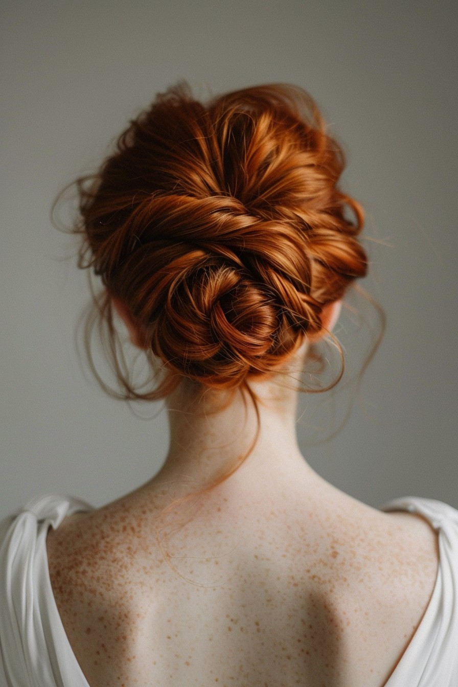 Understated Copper Twisted Updo